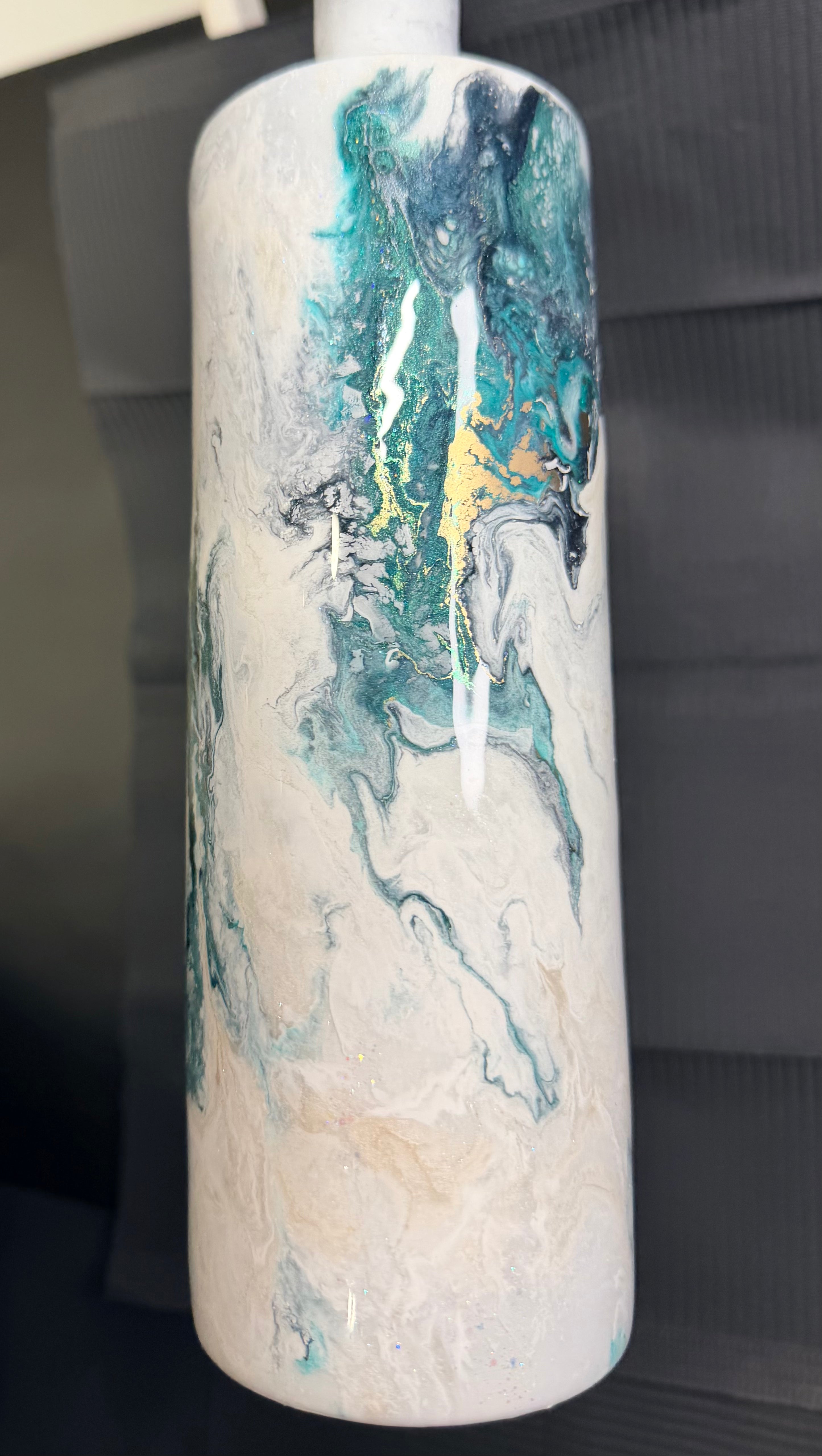 20 oz Skinny teal marble