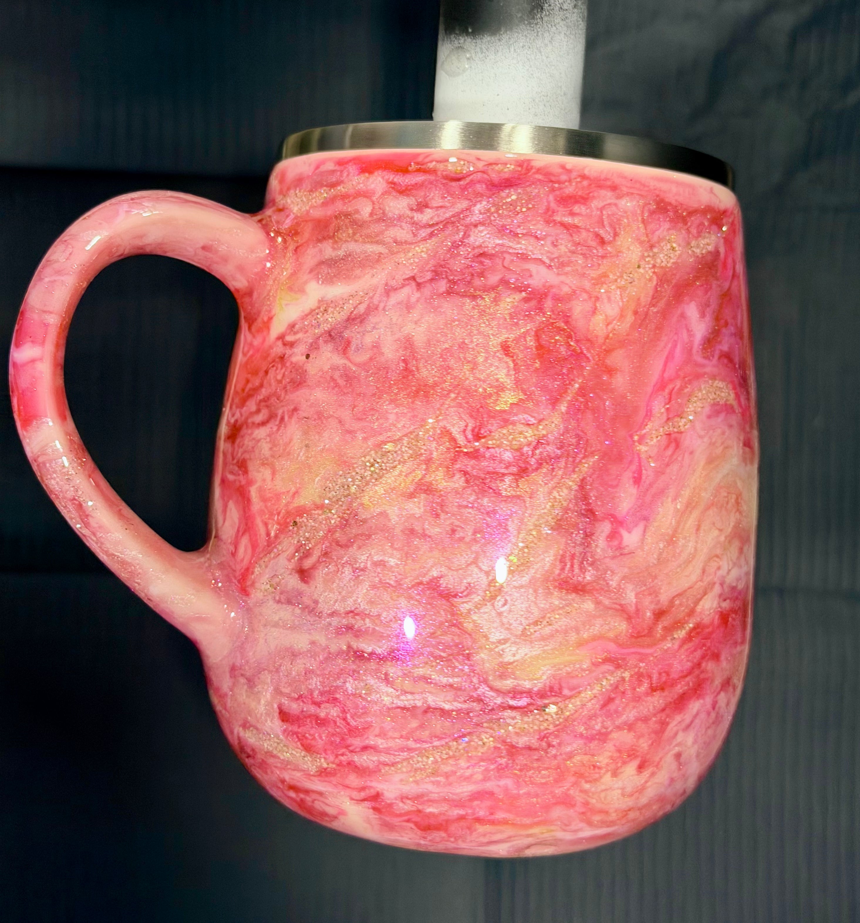 16 oz Ideus coffee mug (pink swirl)