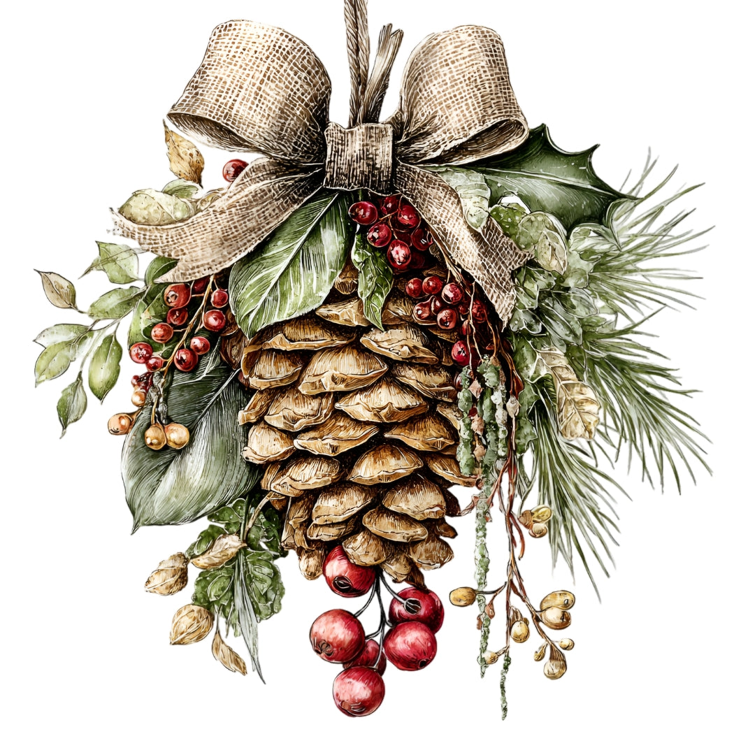 Holiday Pinecone Mistletoe